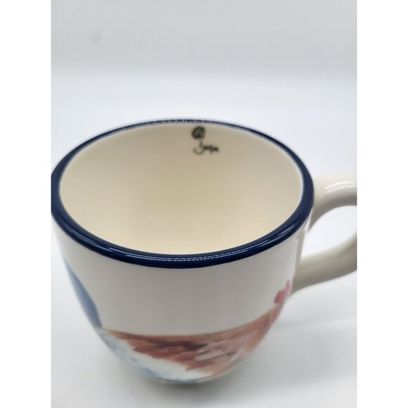 Jacques Pépin Sur La Table Coffee Mug Cup Blue Rooster Farm Chickens Country - Picture 2 of 7